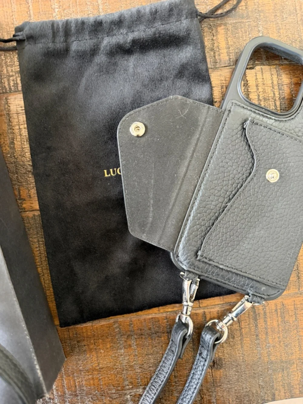 Crossbody Wallet Case for iPhone 14 Pro Max- Pebble Black